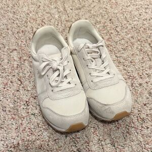J. Crew White and Gold Sneakers